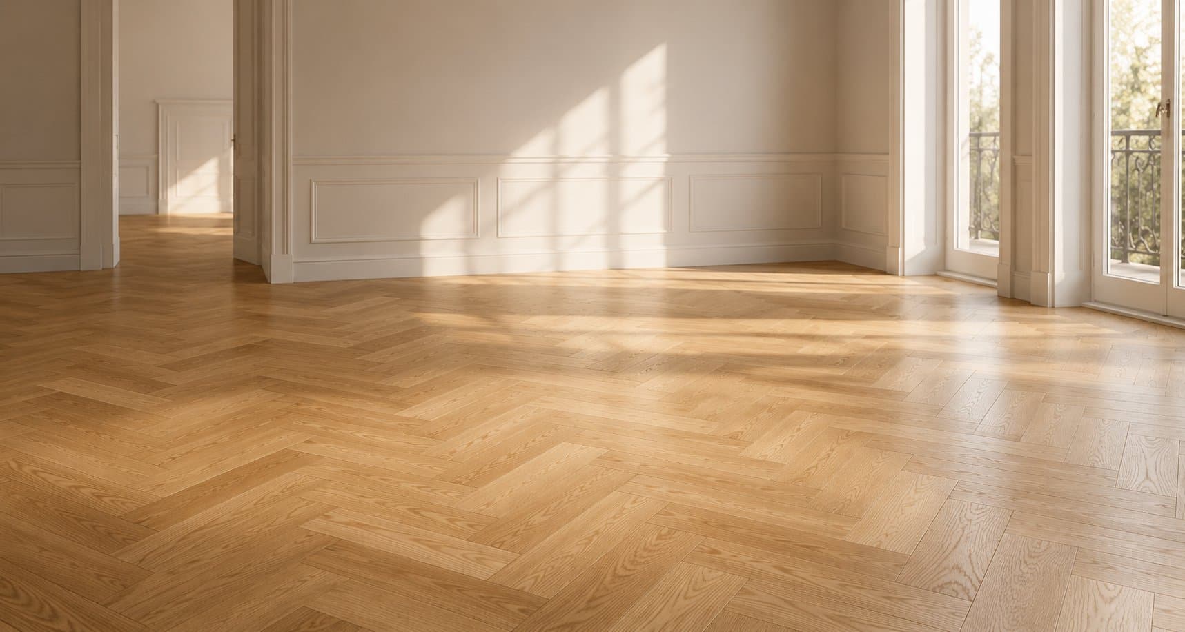 Parquet massif en pose Point de Hongrie, appartement haussmannien